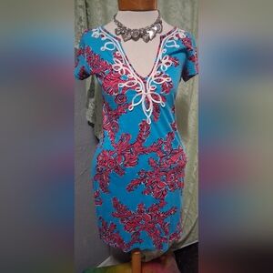Lilly Pulitzer Turquoise & Pink Mini Dress